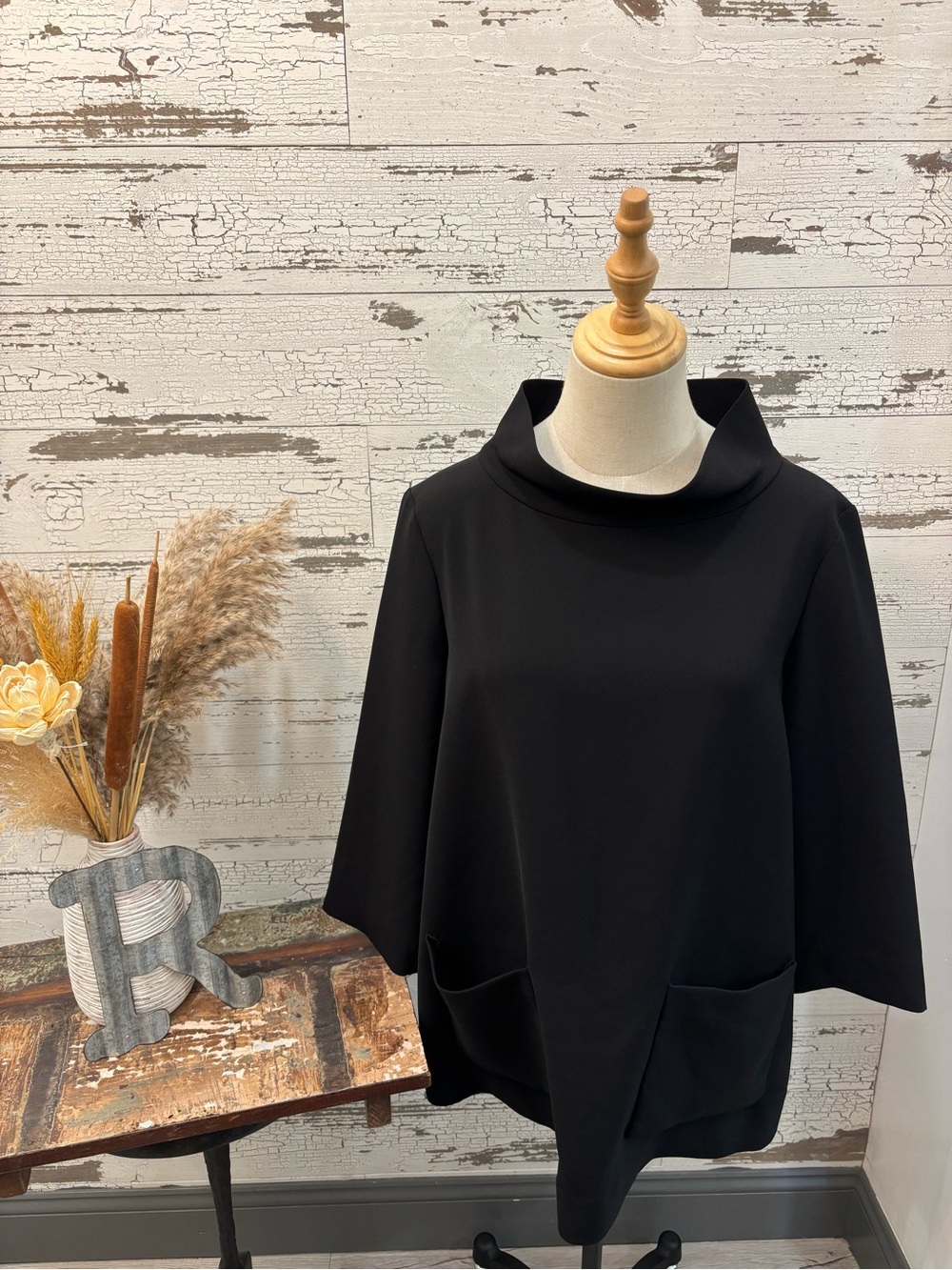 COS Black Funnel Neck Pocket Sweater